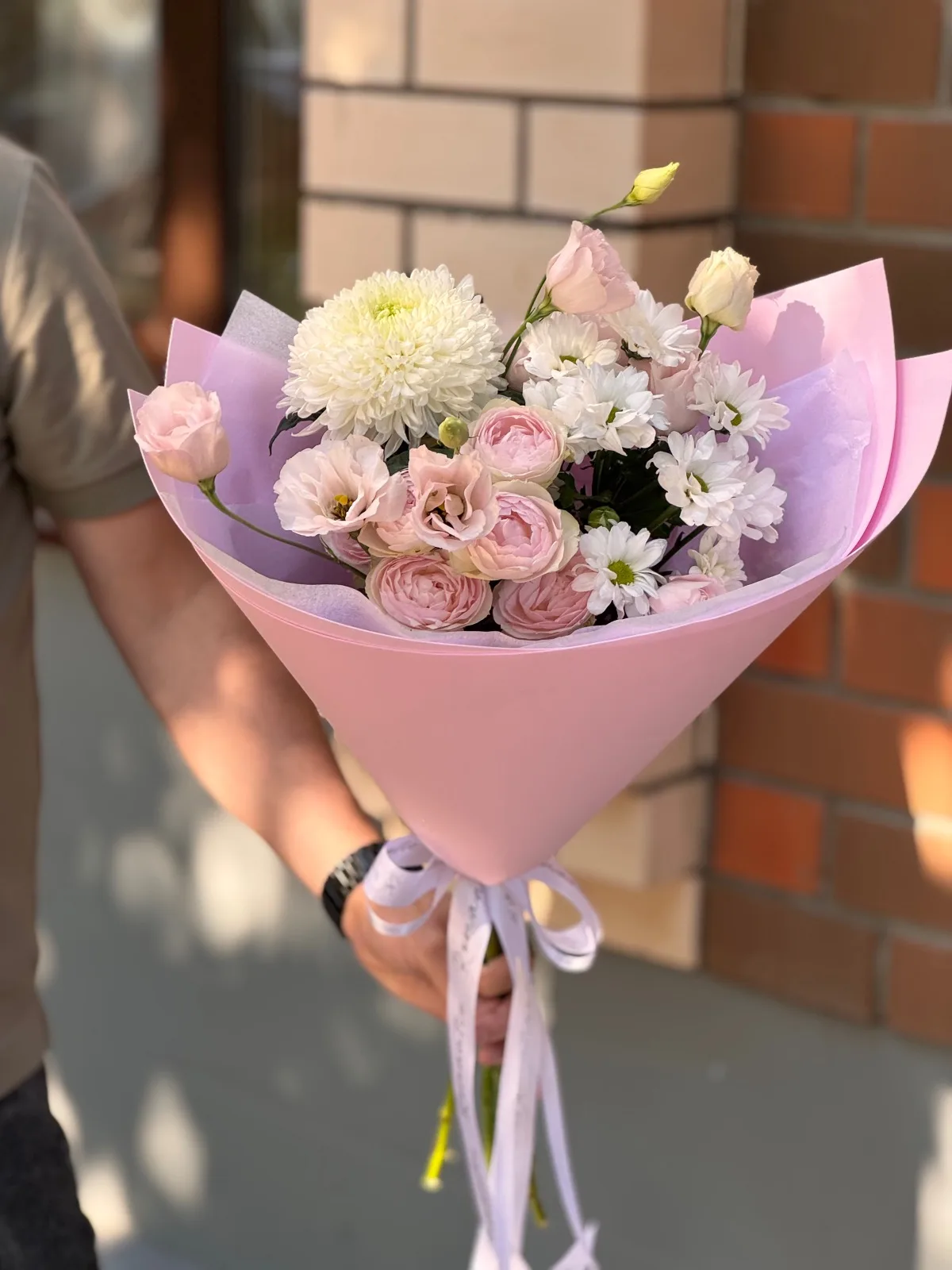 Букет розовый в фоамиране